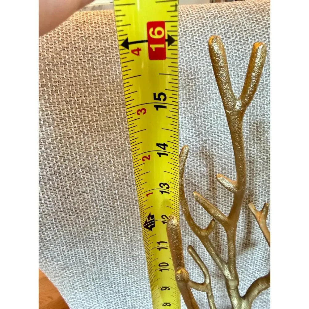 West Elm Gold Coral Jewelry Organizer Tree Stand Marble Base Coastal Decor Ocean